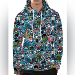 - MR 1991INC & Miss unisex graffiti cartoon character print hooded pullo…